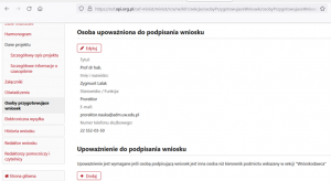 RCN osoba do podpisu - Osoby przygotowujące wniosek